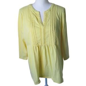 Croft & Barrow Women's Plus Yellow Long Sleeve Stretch Shirt Size XXL